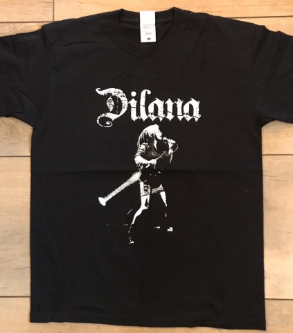 Dilana shirt, logo and image of Dilana singing and holding a mic
