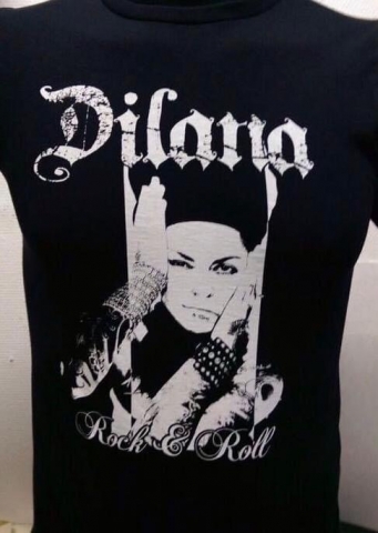 Dilana shirt, logo with closeup portrait and Rock & Roll text below
